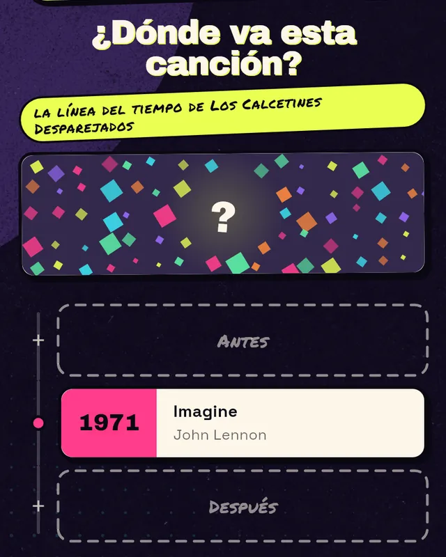 La pantalla donde el equipo elige el lugar de la canción en su línea del tiempo.