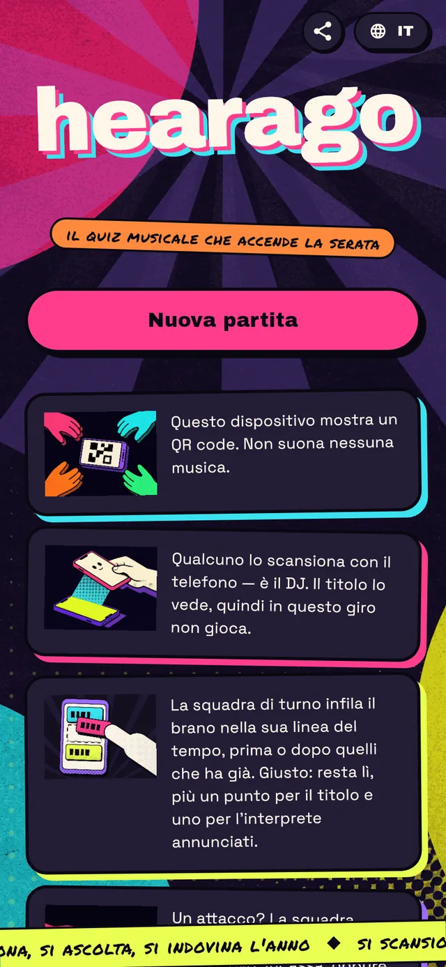 La schermata iniziale di hearago su un telefono.