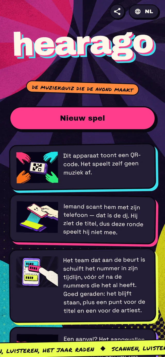 Het beginscherm van hearago op een telefoon.