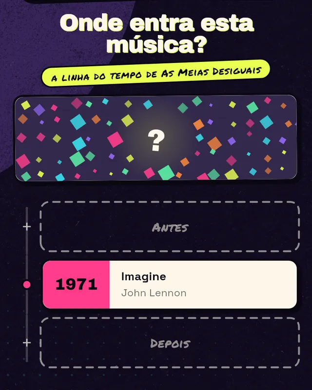 A tela em que a equipe escolhe o lugar da música na linha do tempo.